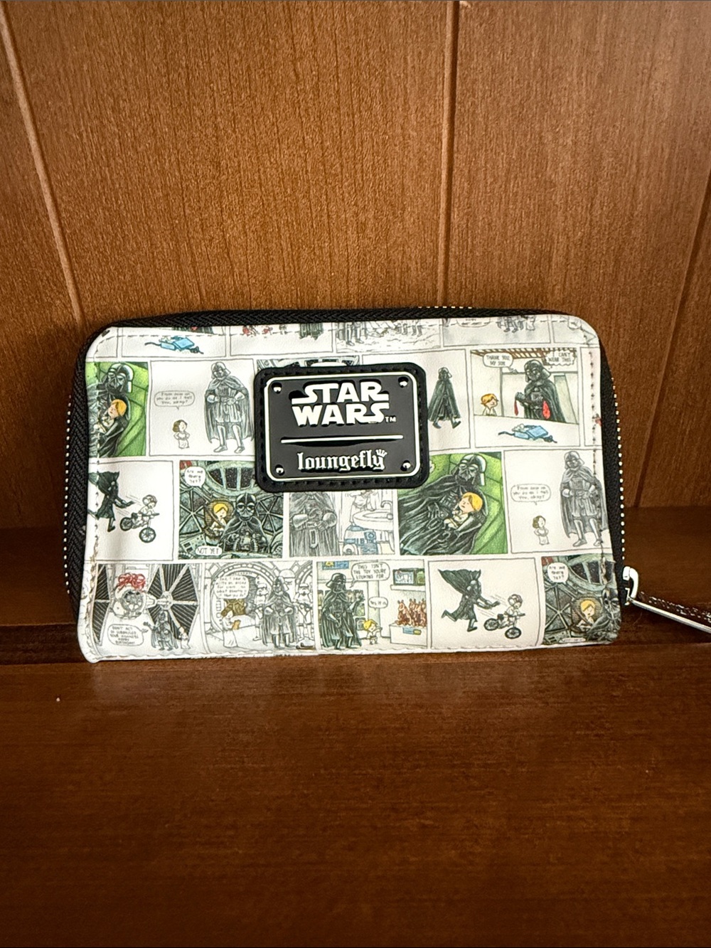 Loungefly Star Wars White Comic Zip Around Wallet with Black Trim